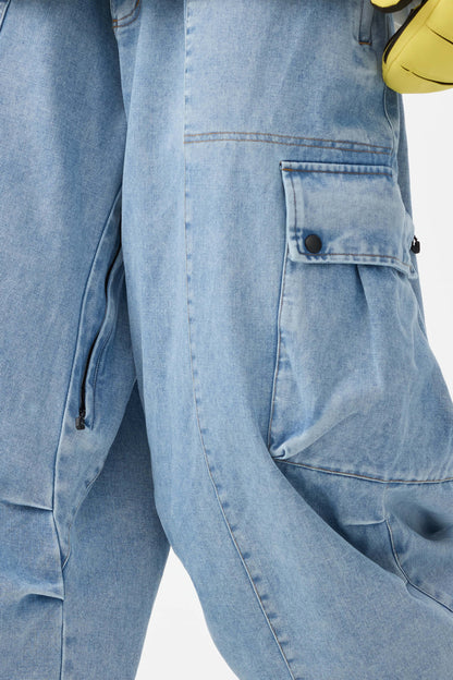 Men's Denim Baggy Oxford Wear-Resistant Snow Pants