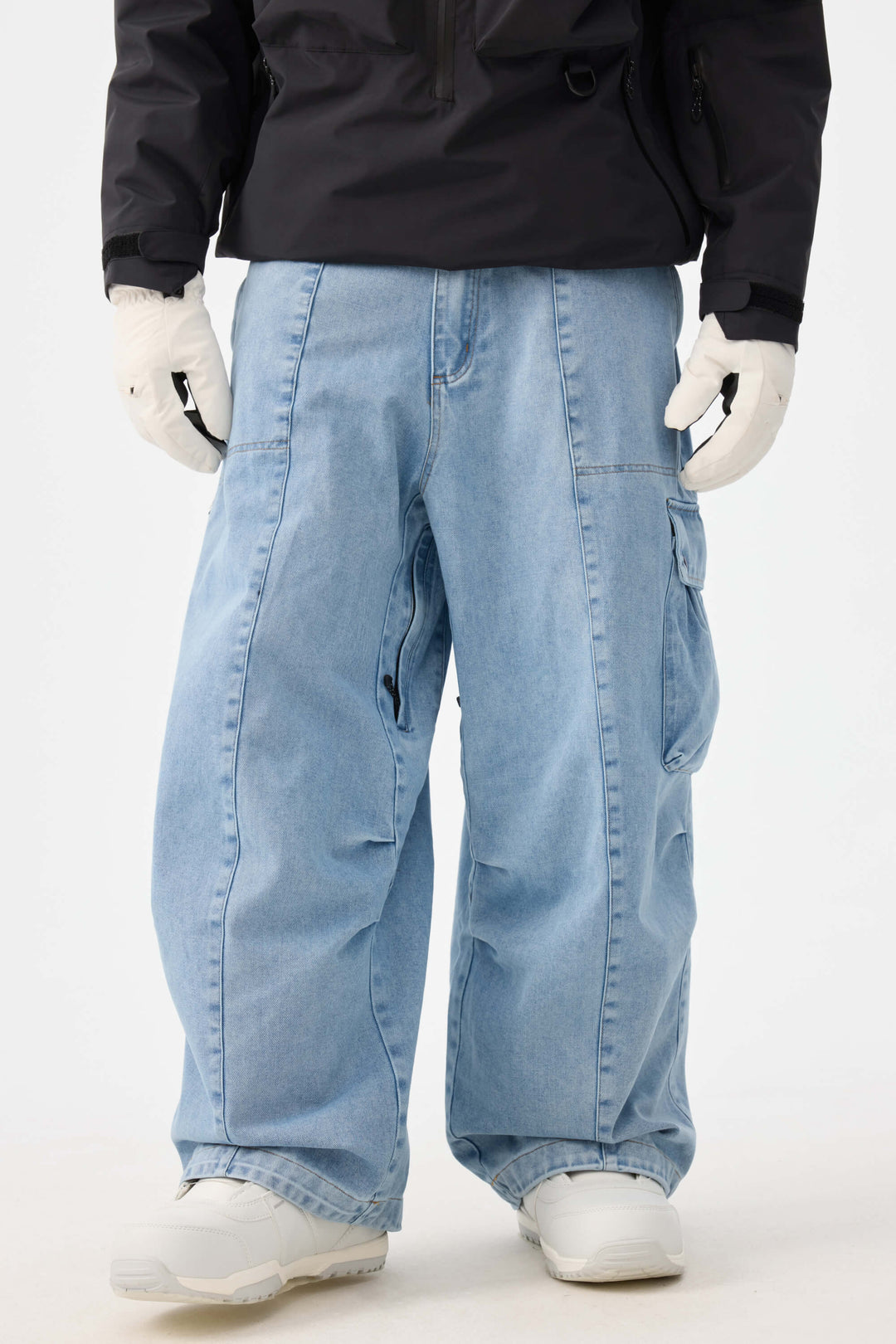 Men's Denim Baggy Oxford Wear-Resistant Snow Pants