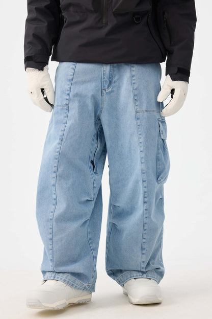 Men's Denim Baggy Oxford Wear-Resistant Snow Pants