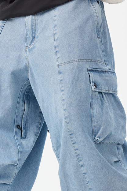 Men's Denim Baggy Oxford Wear-Resistant Snow Pants