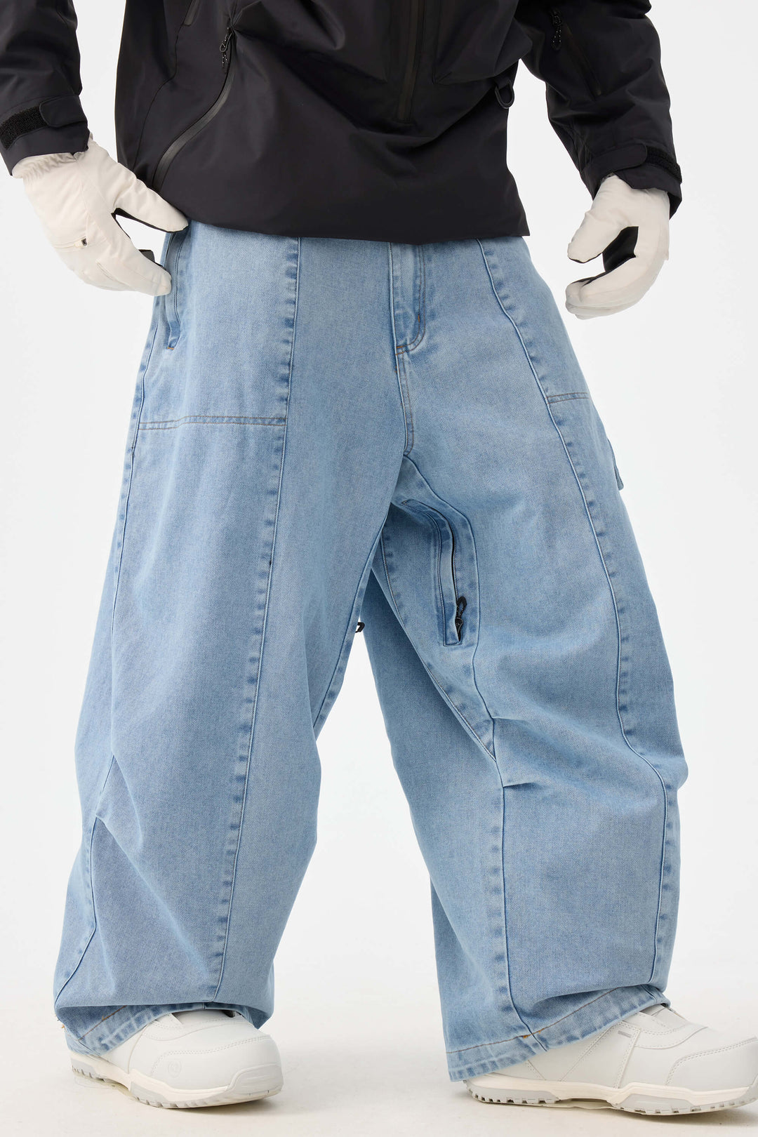 Men's Denim Baggy Oxford Wear-Resistant Snow Pants