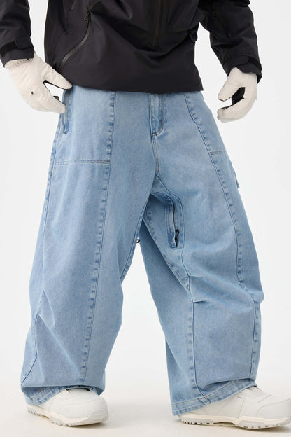 Men's Denim Baggy Oxford Wear-Resistant Snow Pants