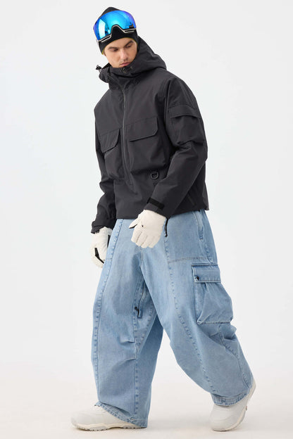 Men's Denim Baggy Oxford Wear-Resistant Snow Pants